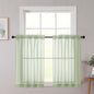 Cafe Curtains 36 Inch Length Tier 2 Pieces, Modern Soft Airy Sheer Kitchen Short Curtains for Small Window, Rod Pocket Small Curtain for Bathroom Basement, Light Green, 42" Wx36 L Inches