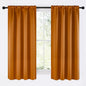 NICETOWN Room Darkening Cafe Satin Curtains for Small Windows, 42" Wide by 63" Long, 2 Panels, Orange, Rod Pocket Privacy Faux Silk Blackout Drapes for Bedroom