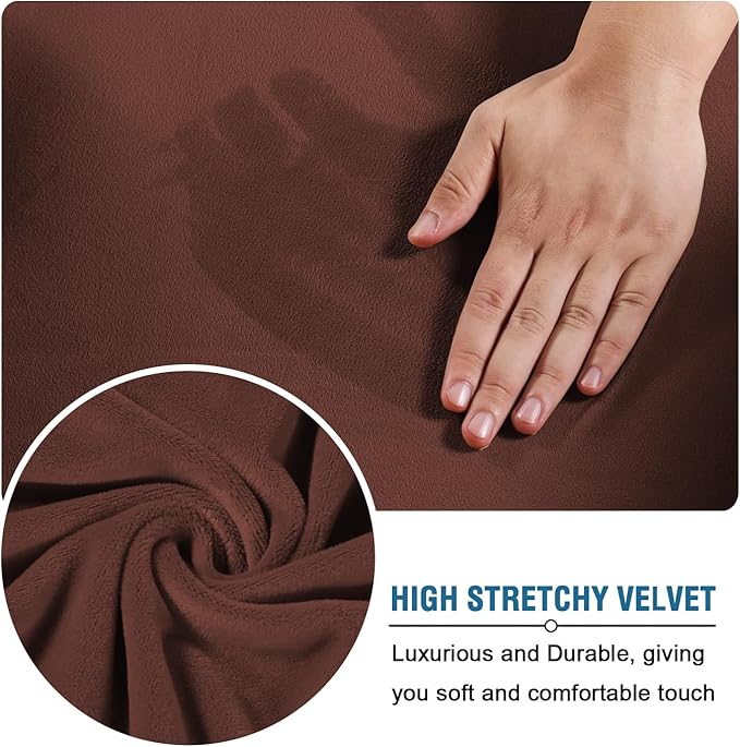 H.VERSAILTEX Rich Velvet Stretch 2 Piece Cover Chair Slipcover Sofa Cover Furniture Protector Couch Soft with Elastic Bottom Chair Couch Cover Width Up to 49 Inch (Chair, Burnt Brick)