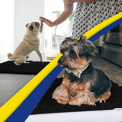 Muddy Mat® | Super Absorbent Door Mat Indoor, Microfiber Quick Dry Chenille Entryway Rug, Non-Slip Front Door Mat, Indoor Mats for Entryway, Machine Washable Pet Rug, Black 24"x72"