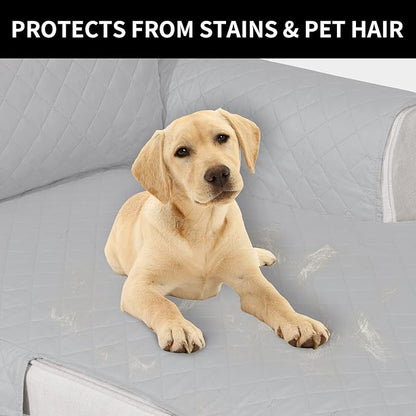 Easy-Going Reversible Chaise Lounge Couch Cover Water Resistant Sofa Cover Sectional L Shaped Sofa Slipcover with Adjustable Straps Furniture Protector for Dogs (115X34 in, Light Gray/Light Gray)