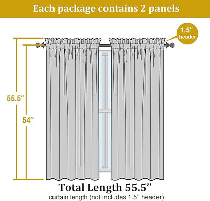 OWENIE Aqua Sheer Curtains for Bedroom Living Room 54 Inch Length 2 Panels Set, Soft Solid Light Filtering Sheer Short Curtains for Small Window, 2 Pcs Total 84 Width 54 Long, Aqua