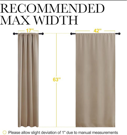 NICETOWN 2 Panels Blackout Curtains, Rod Pocket Thermal Insulated Curtains for Bedroom, Room Darkning Shading Blinds Modern Home Decoration for Living Room, Home Office, W42 x L63 in, Soft Taupe