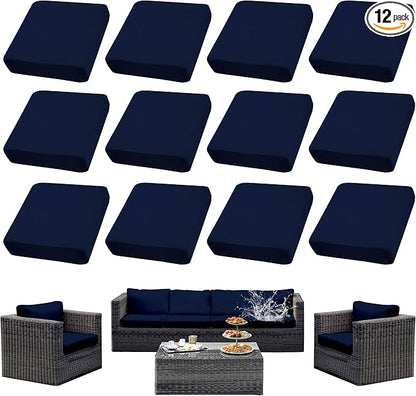 Outdoor Cushion Covers Set,12PCS Patio Furniture Couch Seat Slipcovers, Replacement for Sofa Sectional Chair(Cover，Only)