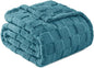 Exclusivo Mezcla Fleece Throw Blanket for Couch,Super Soft and Warm Lightweight Checkered Pattern Blanket for All Seasons, 50x60 Inches, Slate Blue