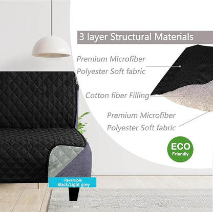 U-NICE HOME Futon Sofa Covers Reversible Sofa Slipcover Armless Cover Furniture Protector Couch Cover Water Resistant (Futon, Black/Grey)