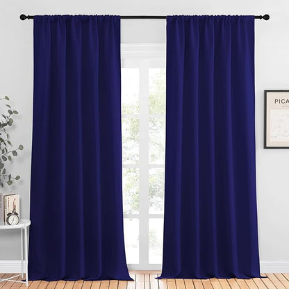 NICETOWN Blackout Curtains for Living Curtains, Navy Blue, 2 Panels, 52 by 95, Room Darkening Window Curtain Panels, Easy-Care Solid Thermal Insulated Draperies/Drapes for Daughter Room