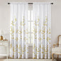 HOMEIDEAS Non-See-Through Gold and White Privacy Sheer Curtains 52 X 84 Inch Length 2 Panels, Leaf Floral Printed Light Filtering Semi Sheer Window Curtains Drapes for Bedroom Living Room