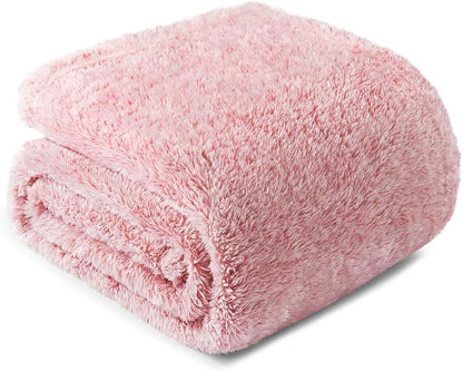 Exclusivo Mezcla Plush Fuzzy Fleece Throw Blanket Extra Large, Super Soft, Fluffy and Warm Blankets for Couch, Bed, All Season (Mixed Dusty Pink, 50x70 inches)