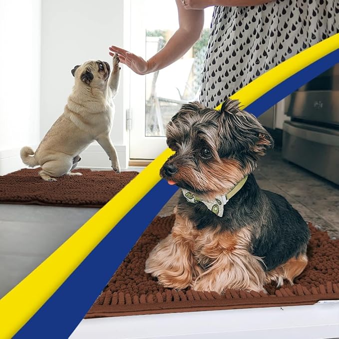 Muddy Mat® | Super Absorbent Door Mat Indoor, Microfiber Quick Dry Chenille Entryway Rug, Non-Slip Front Door Mat, Indoor Mats for Entryway, Machine Washable Pet Rug, Brown 24"x120"