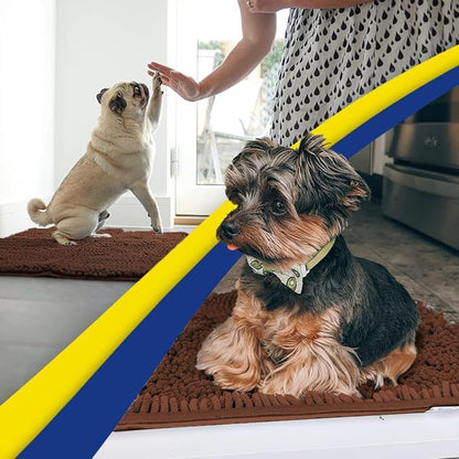 Muddy Mat® | Super Absorbent Door Mat Indoor, Microfiber Quick Dry Chenille Entryway Rug, Non-Slip Front Door Mat, Indoor Mats for Entryway, Machine Washable Pet Rug, Brown 24"x120"