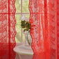 YJ YANJUN Vintage Lace Curtains 63 Inch Length 2 Panels Set Christmas Red Sheer Curtain Panels for Bedroom Winter Window Treatments for Holiday Living Room Dining Room Bedroom 52W x 63L