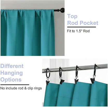 Simplebrand Ava Teal Blackout Curtains for Bedroom 84 Inch Length 2 Panels Set, Solid Thermal Insulated Privacy Nursery Window Treatment Curtains Blackout Drapes, W40 x L84 Inch, Teal