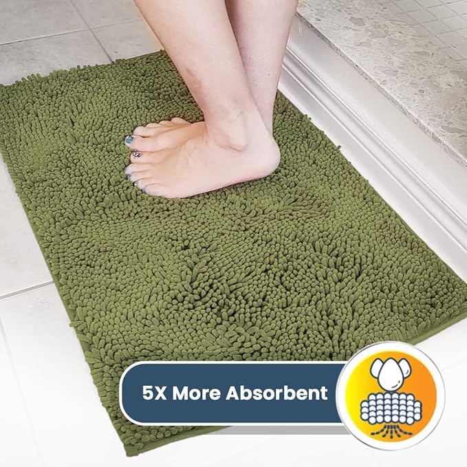 Muddy Mat® | Super Absorbent Door Mat Indoor, Microfiber Quick Dry Chenille Entryway Rug, Non-Slip Front Door Mat, Indoor Mats for Entryway, Machine Washable Pet Rug, Army Green 18"x28"