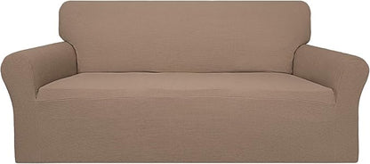 Easy-Going 100% Waterproof Couch Cover, Dual Waterproof Sofa Cover, Stretch Jacquard Sofa Slipcover, Leakproof Furniture Protector for Kids, Pets, Dog and Cat (Oversized Sofa, Camel)