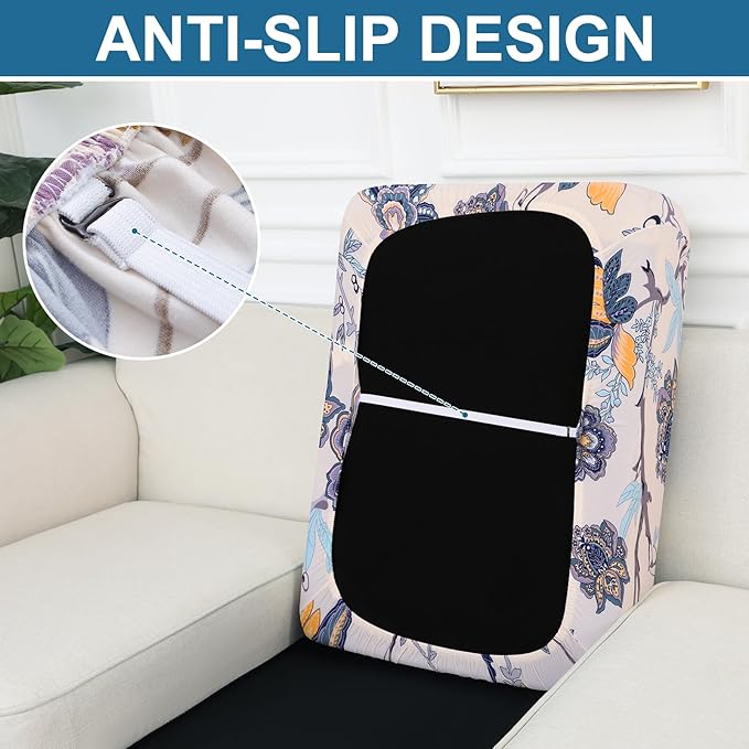 Smiry Printed Couch Cushion Covers, Stretch Soft Couch Covers for Sofa, Washable Non-Slip Sofa Slipcover Furniture Protector for Indoor and Outdoor (1 Pack, Beige)