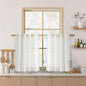 Beige White Linen Curtains for Kitchen Windows Over Sink Neutral 30 Inch Length Back Tab and Rod Pocket Light Filtering Semi Sheer Cafe Curtain for Bathroom RV Small Window 26 x 30 Inch,2 Panels