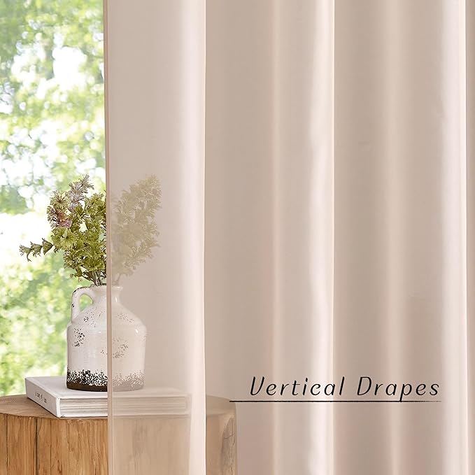 NICETOWN Taupe Voile Sheer Curtains 108 inches Long for Living Room, Grommet Airy & Elegant Light Filtering Soft Sheer Lightweight Window Treatment for Bedroom, W54 x L108, 2 Panels