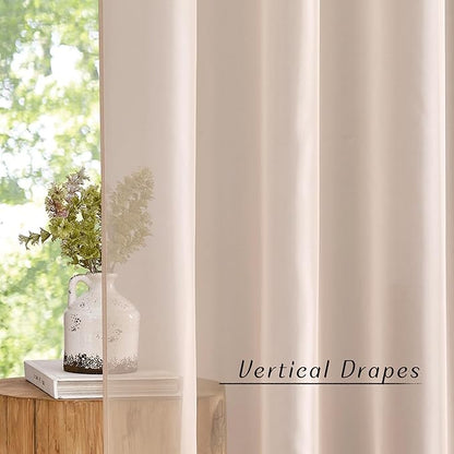 NICETOWN Taupe Voile Sheer Curtains 108 inches Long for Living Room, Grommet Airy & Elegant Light Filtering Soft Sheer Lightweight Window Treatment for Bedroom, W54 x L108, 2 Panels