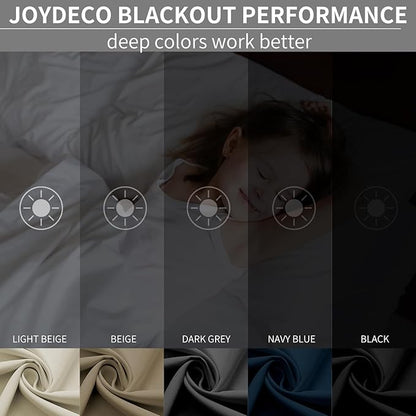 Joydeco Blackout Curtains 90 Inches Long 2 Panels Set, Thermal Insulated Long Curtains& Drapes 2 Burg, Room Darkening Drapes for Bedroom Living Roomw (Light Grey, W37 x L90 Inch)