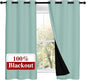 NICETOWN 100% Blackout Curtains 54 inches Long, Double-Deck Completely Blackout Window Treatment Thermal Insulated Lined Drapes for Small Window (Aqua Blue, 1 Pair, 42 inches Width Each Panel)