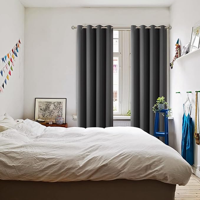 BGment Blackout Curtains - Grommet Thermal Insulated Room Darkening Bedroom and Living Room Curtains, Set of 2 Panels (52 x 108 Inch, Dark Grey)
