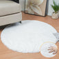 ORINOVA White Faux Fur Round Rug 4ft Fluffy Rabbit Fur Rug Machine Washable Circle Area Rugs for Living Room Bedroom Home Teen Room Nursery Décor