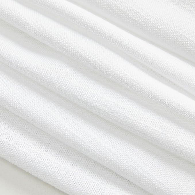 MYSKY HOME Patio White Curtains for Sliding Door, Living Room Curtains & Drapes Soft Cotton Farmhouse Window Treatments 90 inch Length 2 Panels Set Linen Look Semi Sheer Draperies, 50" W x 90" L