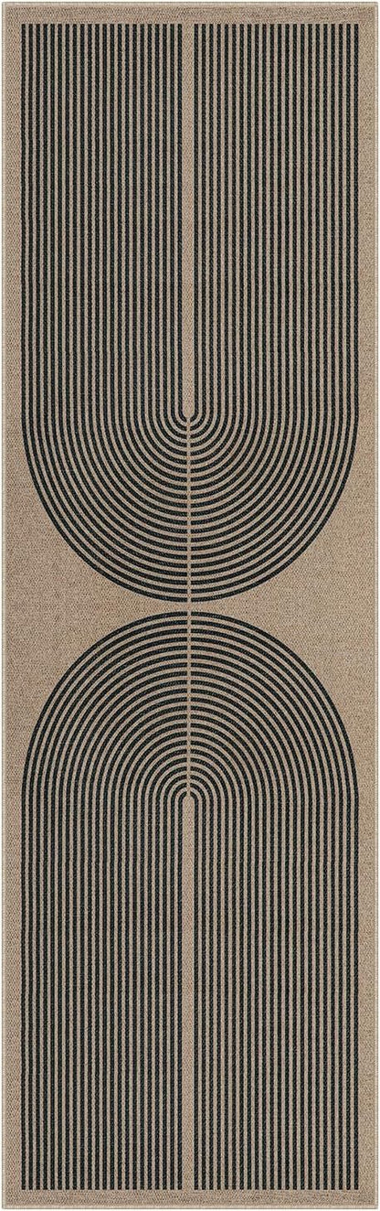 Lahome Modern Rainbow 2x8 Runner Rug, Washable Hallway Kitchen Runner Rugs with Rubber Backing Farmhouse Indoor Outdoor Carpet, Contemporary Non Slip Carpet for Entry Bedroom Porch