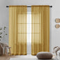 OVZME Gold Sheer Curtains 78 Inches Long 2 Panels - Soft Light Filtering Window Sheer Panels for Living Room/Bedroom, Top Dual Rod Pocket, 1 Pair, Each 42Wx78L Inches