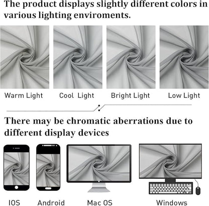 Lecloud Light Grey Sheer Curtains 54 Inch Length 2 Panels, Airy & Breathable Solid Voile Silver Gray Curtain with Dual Rod Pockets, Kitchen/Bedroom/Living Room Window Short Drapes, 40x54 Inch
