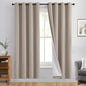 Yakamok 100% Blackout Curtain Panels 72 inches Cold and Light Blocking Drapes for Nursery, 2 Thick Layers Thermal Insulated Draperies (2 Pieces, 50 Wide Each Panel, Natural Front with White Backing)