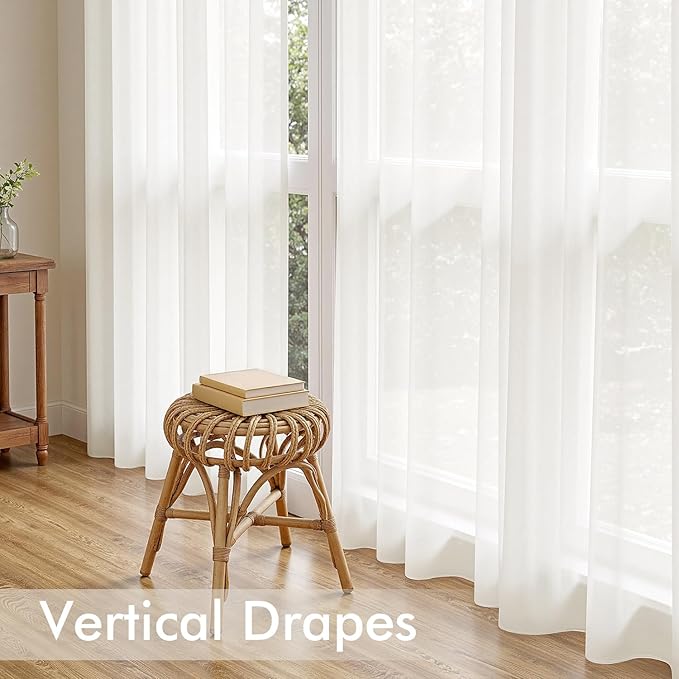MIULEE Ivory Sheer Curtains 84 Inches Long, 4 Panels Set, Light Filtering Rod Pocket Voile Drapes for Living Room and Bedroom, Airy Soft Fabric Window Treatments, 54 x 84 Inches