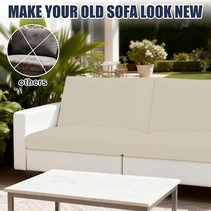 Patio Stretch Cushion Covers, Chair Cushion Covers& Sofa Replacement Slipcovers for Patio Furniture Cushion Covers, Washable Reusable Furniture Protector (4, Beige)