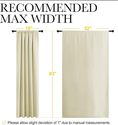 NICETOWN Blackout Curtains for Living Curtains, Room Darkening Curtains & Drapes for Kids Bedroom, Home Decoration Draperies (Beige, 52 in x 63 in (W x L), 2 PCs)