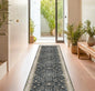 Hazo Haus Black Boho Washable 3x16 Extra Long Runner Rug for Hallway, Waterproof Large Kitchen Floor Rug, Non-Slip Stain & Fade Resistant, Vintage Floral Decor