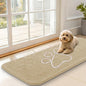 OLANLY Dog Door Mat for Muddy Paws 47x17, Paw Print Design, Absorbs Moisture and Dirt, Absorbent Non-Slip Washable Doormat, Quick Dry Chenille Mud Mat for Dogs, Entry Indoor Entryway Carpet, Beige