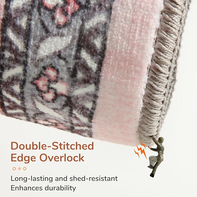 OPPODREAM Soft Area Rugs 3x5, Washable Rugs with Non Slip Backing, Low-Pile Throw 3x5 Carpet, Faux Cashmere 3 x 5 Carpet, Pink & Cream