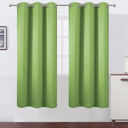 LEMOMO Light Green Thermal Blackout Curtains/42 x 72 Inch/Set of 2 Panels Room Darkening Curtains for Bedroom