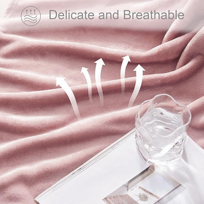 Exclusivo Mezcla Fleece Dusty Pink Throw Blanket for Couch, Sofa, Super Soft and Warm Blankets, All Season, Cozy, Plush, Lightweight, 50x60 Inches
