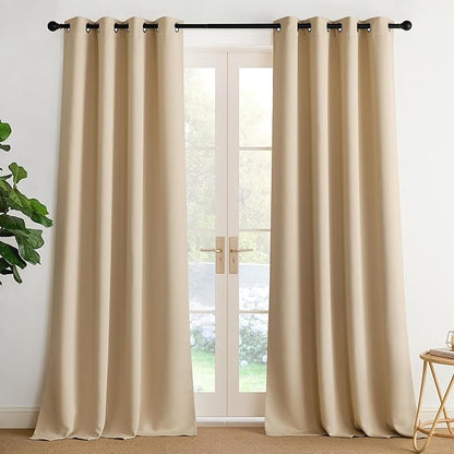 NICETOWN Biscotti Beige Light Blinds - Microfiber Grommet Thermal Insulated Shades for Kid's Room, Yard, Boys Room, Girls Room, Nursery - Lightweight, 1 Pair, W52 x L95