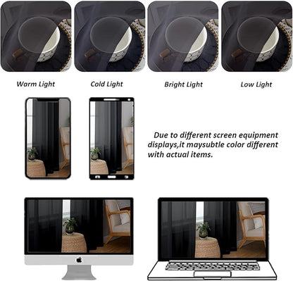 Chyhomenyc Sheer Black Valances for Windows 2 Pack, Small Window Curtains for Living Room Bathroom Cafe Laundry Basement, Modern Top Dual Rod Pocket Voile Curtain, 42W x 18L inches, Black