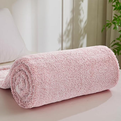 Exclusivo Mezcla Plush Fuzzy Fleece Throw Blanket Extra Large, Super Soft, Fluffy and Warm Blankets for Couch, Bed, All Season (Mixed Dusty Pink, 50x70 inches)