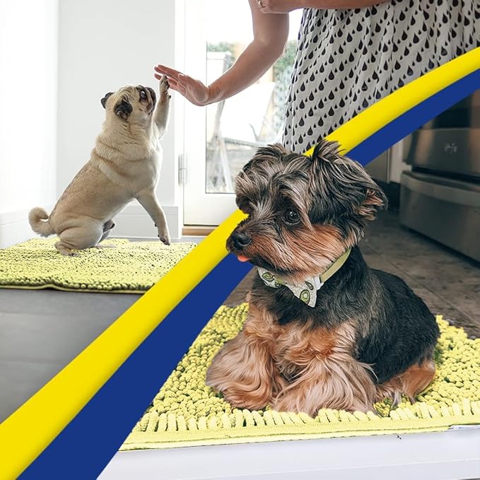 Muddy Mat® | Super Absorbent Door Mat Indoor, Microfiber Quick Dry Chenille Entryway Rug, Non-Slip Front Door Mat, Indoor Mats for Entryway, Machine Washable Pet Rug, Yellow 16"x24"