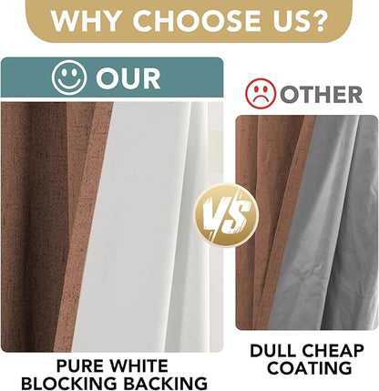 H.VERSAILTEX White Linen Blackout Curtains Durable Thick Textured Linen Look 100% Blackout Patio Door Curtain Anti Rust Grommet Extra Wide Sliding Door Curtain Panel, W100 x L108 inch, Washed Spice