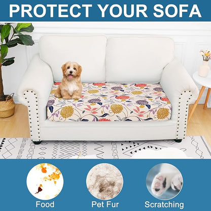 Smiry Printed Couch Cushion Covers, Stretch Soft Couch Covers for Sofa, Washable Non-Slip Sofa Slipcover Furniture Protector for Indoor and Outdoor (Medium, Orange)