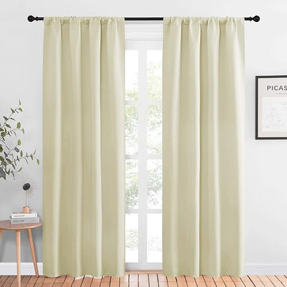 NICETOWN Blackout Curtains for Living Curtains, Window Treatment Thermal Insulated Solid Room Darkening Drape Panels for Patio Sliding Glass Door (Beige, Set of 2, 42 inches Width by 84 inches Length)