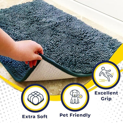 Muddy Mat® | Super Absorbent Door Mat Indoor, Microfiber Quick Dry Chenille Entryway Rug, Non-Slip Front Door Mat, Indoor Mats for Entryway, Machine Washable Pet Rug, Atlantic Blue 36"x60"