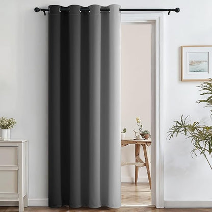 SimpleHome Ombre Room Darkening Curtains 84 inches Length for Bedroom,Grommet Gradient Light Blocking Black to White Gradient Window Curtain for Living Room,1 Panel, 52x84 inches