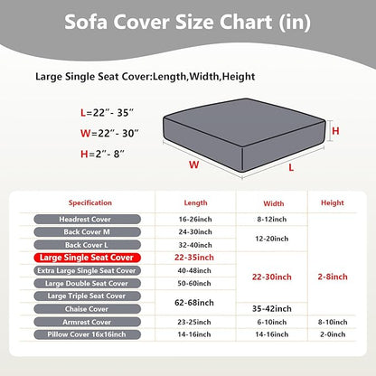 Couch Cushion Covers for Sofa Couch Covers Wear-Resistant Universal Sofa Cover Washable Stretch for Sectional Slipcovers (Texture-Light Gray,Large Single Seat Cover)